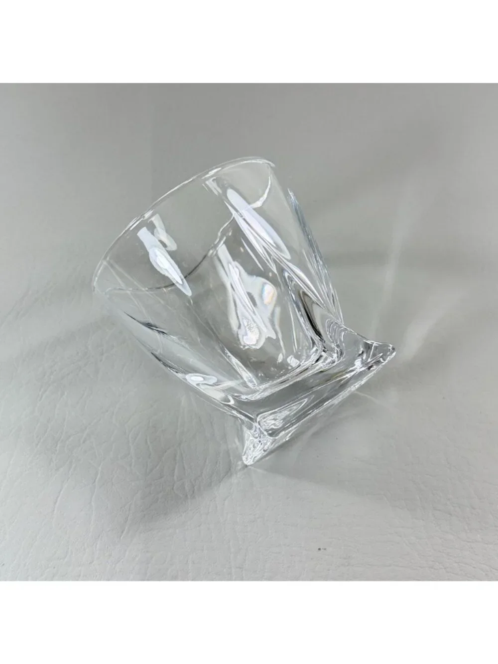 Vintage Crystal Twist Whiskey Glass Heavy Bottom Mid Century Modern Barware